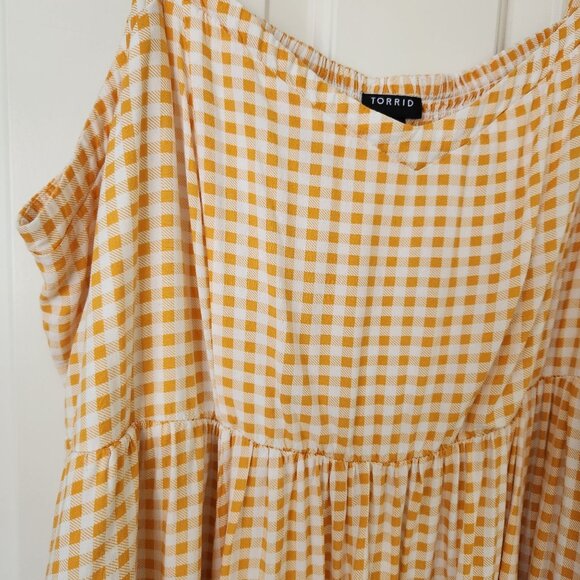 Torrid Yellow White Gingham Sleeveless Dress Lightweight Flowy Pretty Cute 4X - Picture 5 of 12